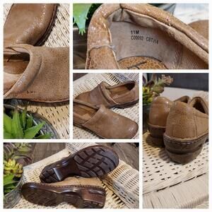B.O.C Born Concept‎ Peggy Clogs Women's 11M Brown Leather Slip-On Comfort Shoes